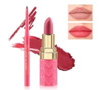 Boobeen 2Pcs Lápiz de labios y lápiz labial Set de maquillaje, lápiz de labios aterciopelado desnudo Lipliner Lip Gloss Maquillaje Juegos de regalo para las mujeres