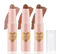 Boobeen Barra de contorno de crema iluminadora de 3 piezas, barra de bronceadora de contorno tridimensional, uso multiusos para resaltar y maquillaje de contorno facial