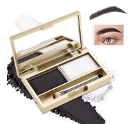 Boobeen Kit de cejas en polvo, paleta de cejas de 2 colores, resistente al agua, para rellenar cejas, color de cejas, forma de polvo, cejas de aspecto natural, con pincel de espejo (01# negro y blanco