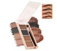 Boobeen Paleta de Polvos de Cejas de 4 Colores para Mujeres, Maquillaje de Cejas en polvo de Acabado mate de larga Duración, kit de Contorno de ojos Natural Con brocha