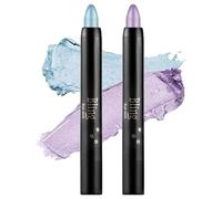 Boobeen Sombra de ojo en barra impermeable, fácil de usar, sombra de ojos en crema brillante para maquillaje con purpurina