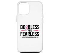 Boobless and Fearless Funny Breast Cancer Awareness Quote Carcasa para iPhone 12/12 Pro