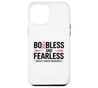 Boobless and Fearless Funny Breast Cancer Awareness Quote Carcasa para iPhone 12 Pro Max