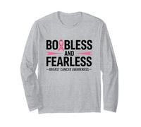 Boobless and Fearless Funny Breast Cancer Awareness Quote Manga Larga