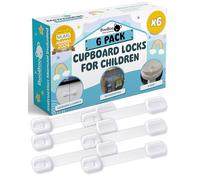 Booboo® - Paquete de 6 cierres de seguridad para puerta de armario para niños, a prueba de bebés, sin dedos atrapados, instalación extra fácil, no necesita herramientas