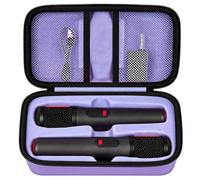 Boobowl Funda de micrófono Bluetooth compatible con micrófonos digitales JBL PartyBox Wireless Mic J2X, caja de micrófono portátil para batería recargable, receptor, adaptador (solo bolsa), morado