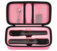 Boobowl Funda de micrófono Bluetooth compatible con micrófonos digitales JBL PartyBox Wireless Mic J2X, caja de micrófono portátil para batería recargable, receptor, adaptador (solo bolsa), rosa