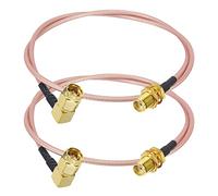 Boobrie 2 Cable SMA Hembra a Macho Ángulo Recto 30CM RG316 50 Ohmios Rallonge SMA Coudé para Antena WiFi Router 4G 5G Módulo RF - Conectores Dorados