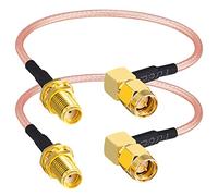 BOOBRIE 2 x Cable SMA Hembra a SMA Macho en Angulo Recto Cable SMA RG316 de 15 cm Cable de Antena Wifi Cable SMA Macho de 90 Grados Conector SMA Hembra Separación para Antena Móvil/WiFi Antena etc.
