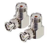 Boobrie Adaptador Coaxial BNC Macho a UHF Hembra 90 Grados Adaptador CB Radio UHF SO239 Hembra a BNC Macho de ángulo Recto para Cable Coaxial de Escáner de Antena de Radioaficionado SDR(Paquete de 2)