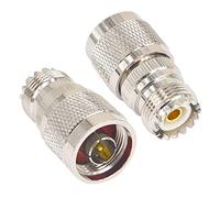 Boobrie Adaptador coaxial RF UHF hembra SO239 a N Macho Conector UHF PL259 Conector para antenas Dispositivos LAN Inalámbrico Cable de Extensión Coaxial para Radio WiFi Paquete de 2