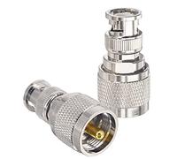 BOOBRIE Conector coaxial BNC UHF PL259 UHF macho a BNC macho coaxial, adaptador coaxial de baja pérdida para antenas RF/dispositivos LAN inalámbricos/cable coaxial/radio Wi-Fi, paquete de 2