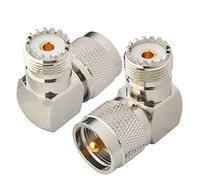 BOOBRIE Conector UHF Conector Coaxial de Ángulo Recto Enchufe Macho UHF PL259 a Jack UHF Hembra SO239 Conector de Cable Coaxial de Baja Pérdida en Forma de L a 90 Grados Adaptador de Antena (2-Pack)