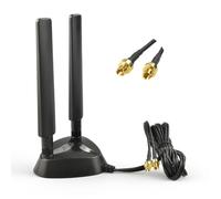 BOOBRIE Dual Quick-Plug WiFi7 - Antena magnética con base magnética (3 dBi, 2,4/5,8/6 GHz, cable RG174, base magnética triangular estable, compatible con ASUS ROG/Gigabyte AORUS/MSI y todos los