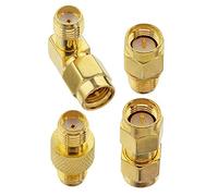 BOOBRIE Kit de 4 Piezas Conector SMA Adaptador Macho/Hembra a Macho/Hembra RF Coaxial para Escáneres, Transceptor de Radio Aficionado, CB, FPV Drone