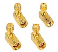 Boobrie Kit de Conectores SMA y RP-SMA Angulo Recto, Adaptador Macho a Hembra Baja Pérdida para WiFi FPV Drone - Paquete de 4