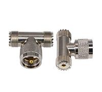 BOOBRIE PL259 UHF Macho T Forma Adaptador a Doble UHF Hembra SO239 3 Way RF Coax Conector