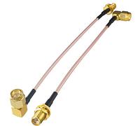 Boobrie SMA Cable RG316 Macho a Hembra de 15cm - Conector de 90 Grados con Mamparo para Antena WiFi Móvil