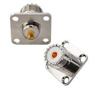 Boobrie UHF Hembra SO239 Conector Montaje en Zócalo Panel de 4 Orificios Conector Coaxial UHF de Soldadura Conector SO239 Adaptador UHF Conector UHF para PL259 Enchufe UHF Macho Paquete de 2