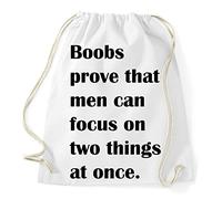 Boobs Are Proove That Men can Focus on Two Things at Once Gym Bag - Mochila deportiva estilo hipster en 9 colores, Blanco