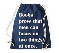 Boobs Are Proove That Men can Focus on Two Things at Once Gym Bag - Mochila deportiva estilo hipster en 9 colores, azul marino