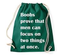 Boobs Are Proove That Men can Focus on Two Things at Once Gym Bag - Mochila deportiva estilo hipster en 9 colores, verde