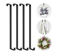Booda Brand Over The Door Hooks 14”, 4 Pack Upgraded Widen Hanger Hook Fits 1-3/4” & 1-3/8”Door Widths, Z-Shaped Wreath Sturdy for Hanging Wreaths, Hats, and Clothes (Black)