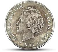 BoodLo 18 Juego Completo De Monedas De Plata Españolas De 5 Pesos 1869-1899 Retrato Grabado Monedas Extranjeras Antiguas, 1893