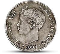 BoodLo 18 Juego Completo De Monedas De Plata Españolas De 5 Pesos 1869-1899 Retrato Grabado Monedas Extranjeras Antiguas, 1899
