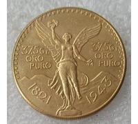 BoodLo Moneda Conmemorativa chapada en Oro, Copia extranjera del año (1921-1947), 50 Pesos Mexicanos, 1943