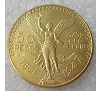 BoodLo Moneda Conmemorativa chapada en Oro, Copia extranjera del año 1921-1947 de 50 Pesos Mexicanos, 1947