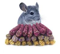BOODPET Juguete masticable de conejo de 150 g, 3 sabores naturales de rosa, caléndula y nomeolvides, heno comprimido Timothy, varillas para conejos, cobayas y hámsters