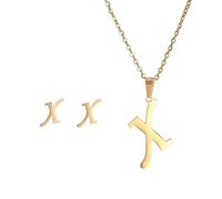 BooeDareno Collar de acero inoxidable con inicial del alfabeto de 26 letras inglesas para mujer, conjunto de joyas personalizadas, talla única, Ágata