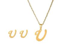 BooeDareno Collar de acero inoxidable con inicial del alfabeto de 26 letras inglesas para mujer, conjunto de joyas personalizadas, talla única, Ágata