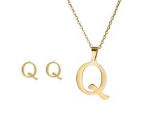 BooeDareno Collar de acero inoxidable con inicial del alfabeto de 26 letras inglesas para mujer, conjunto de joyas personalizadas, talla única, Ágata