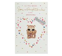 Boofle Tarjeta de aniversario para hijo y nuera con sobre, diseño bonito