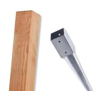 BooGardi Postes de madera impregnada, 18 tamaños, 9 x 9 x 100 cm, 1 pieza con manguito, postes cuadrados con cabeza plana, pino y vigas de madera cuadrada