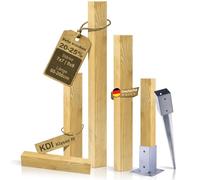 BooGardi Postes de madera impregnados - 18 tamaños - 9 x 9 x 100 cm - 1 pieza con manguito para empotrar - Postes cuadrados con cabeza plana - Pino - Vigas de madera escuadrada