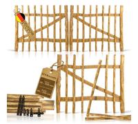 BooGardi Puerta de jardín de madera, 168 tamaños hasta 3 m, ancho de 100 cm, altura 120 cm, distancia entre listones 7-9 cm, puerta de estacas avellana, puerta de ala única, puerta de jardín