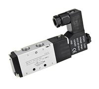 BOOGHIGC 4V110-06 Válvula solenoide de Aire 1/8quot; neumática 5/2 vías 5 Puertos 2 Posiciones DC 12V 24V AC 220V 110V Bobina válvula inversión 1 Uds(Wire w 8mm Fittings,AC 220V)