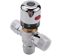 BOOGHIGC Válvula mezcladora termostática de 3 vías de Cobre sólido, válvula de Calentador de Agua Solar de 3/4 Pulgadas, válvula de Control de Temperatura reguladora, 1 Uds.