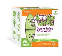 Boogie Wipes Natural Saline Kids and Baby Nose Wipes for Cold and Flu, Fresh Scent, 90 Count by Boogie Wipes