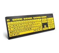 BOOGIIO Teclado de computadora de impresión grande con cable USB de alta visibilidad, teclado de alto contraste, letra de gran tamaño para personas con discapacidad visual de baja visión (amarillo y