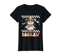 Boohaw Ghouls Cowboy Retro Groovy Halloween Costume Camiseta gráfica económica, Mujer, Negro, M