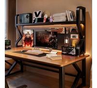 Boohelf de escritorio de 2 niveles con tablero de clavijas, estante multiusos para dormitorio, oficina en casa y Cuter De - Estantería negra de 70 cm para nizing Boo & Decor
