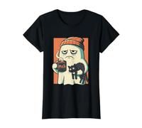 Boojee Ghost Coffee Boo JEE Cat Men Spooky Season Halloween Camiseta gráfica económica, Mujer, Negro, L