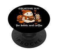 Boojee Ghosting You for Coffee and Books Fall Ghost Reading PopSockets PopGrip Adhesivo