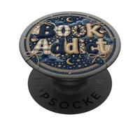 Book Addict Reading Librarian Celestial Cozy Moon Bookish PopSockets PopGrip Adhesivo
