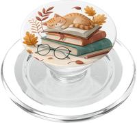 Book Cat Reading Fall Themed Cats & Books Lover Cat Bookish PopSockets PopGrip para MagSafe