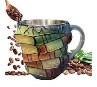 Book Coffee Mug - Cappuccino Mug with Handle, Cup for Morning Break, Cafe, Study, Bookshelf, Reading, Bookstore Collection, Kitchen, Home, Office, and Gift Idea